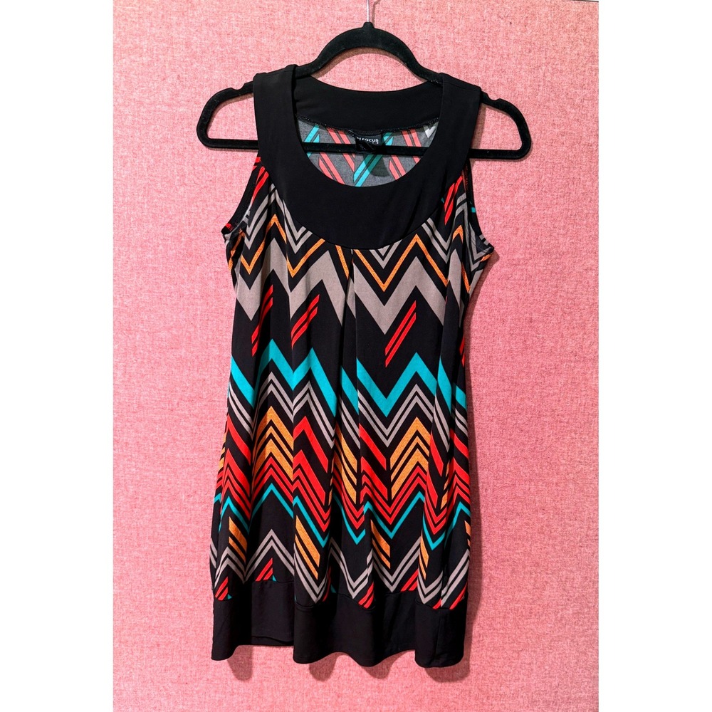En Focus Petite Chevron Tunic Blouse W 10P Sleeveless Geometric Career Dress
